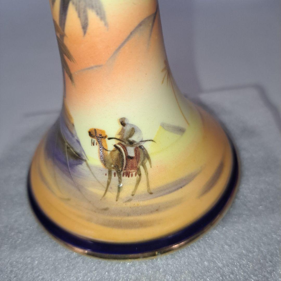 オールドノリタケ　キャンドル立て　１９３３年 　本金金彩色絵　砂漠ラクダ文