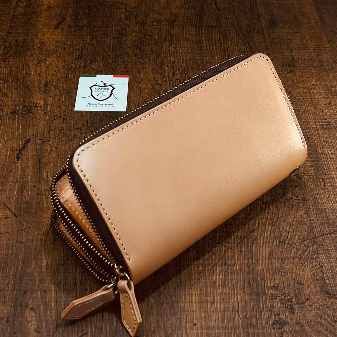 サドルレザー ヌメ革 ラウンドファスナー ダブルファスナー　メンズ財布