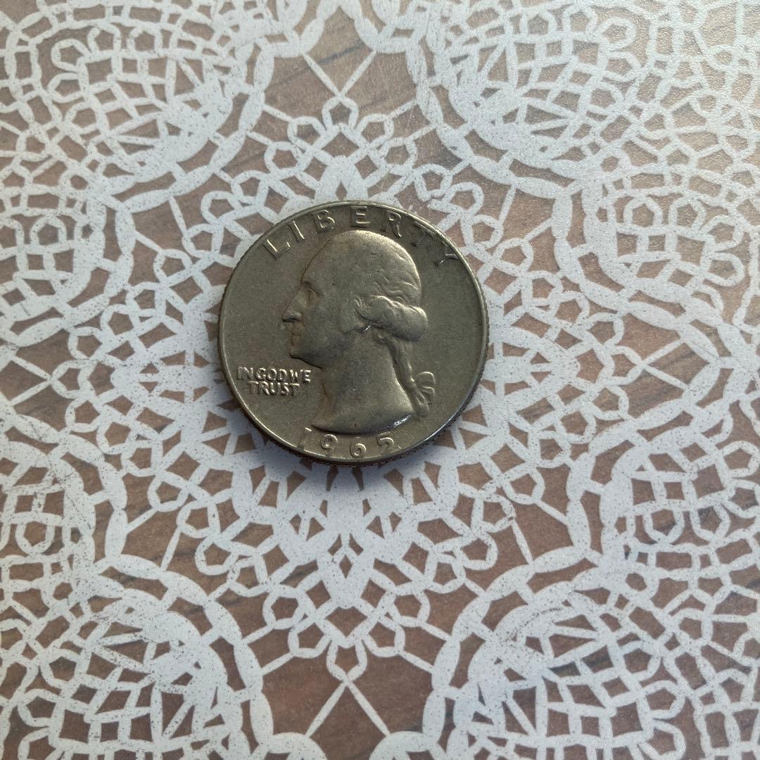 1965年 ノーミントマーク 希少なアメリカ合衆国 クォーターダラー 25