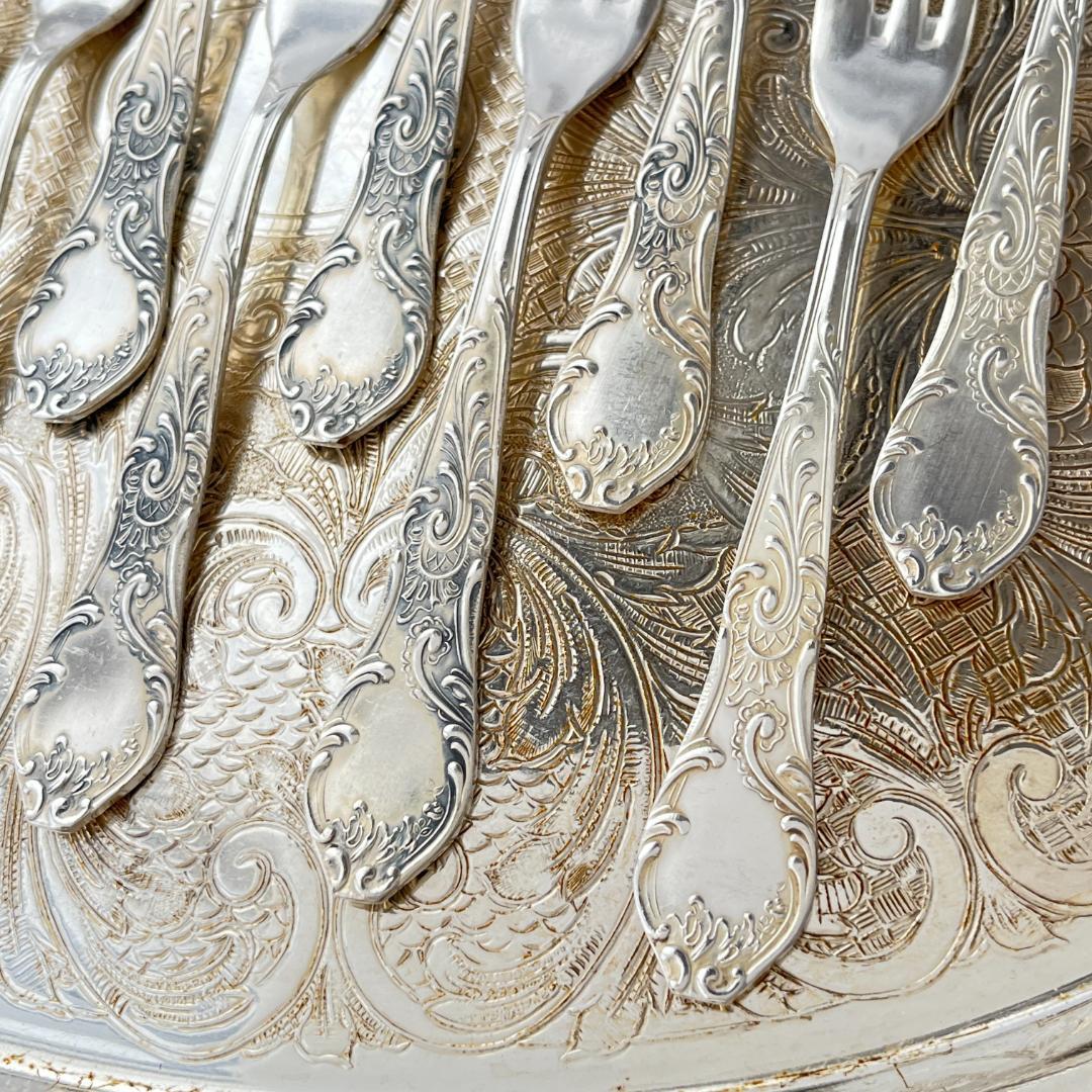 【ドイツ】ケーキフォーク 12本【シルバープレート】