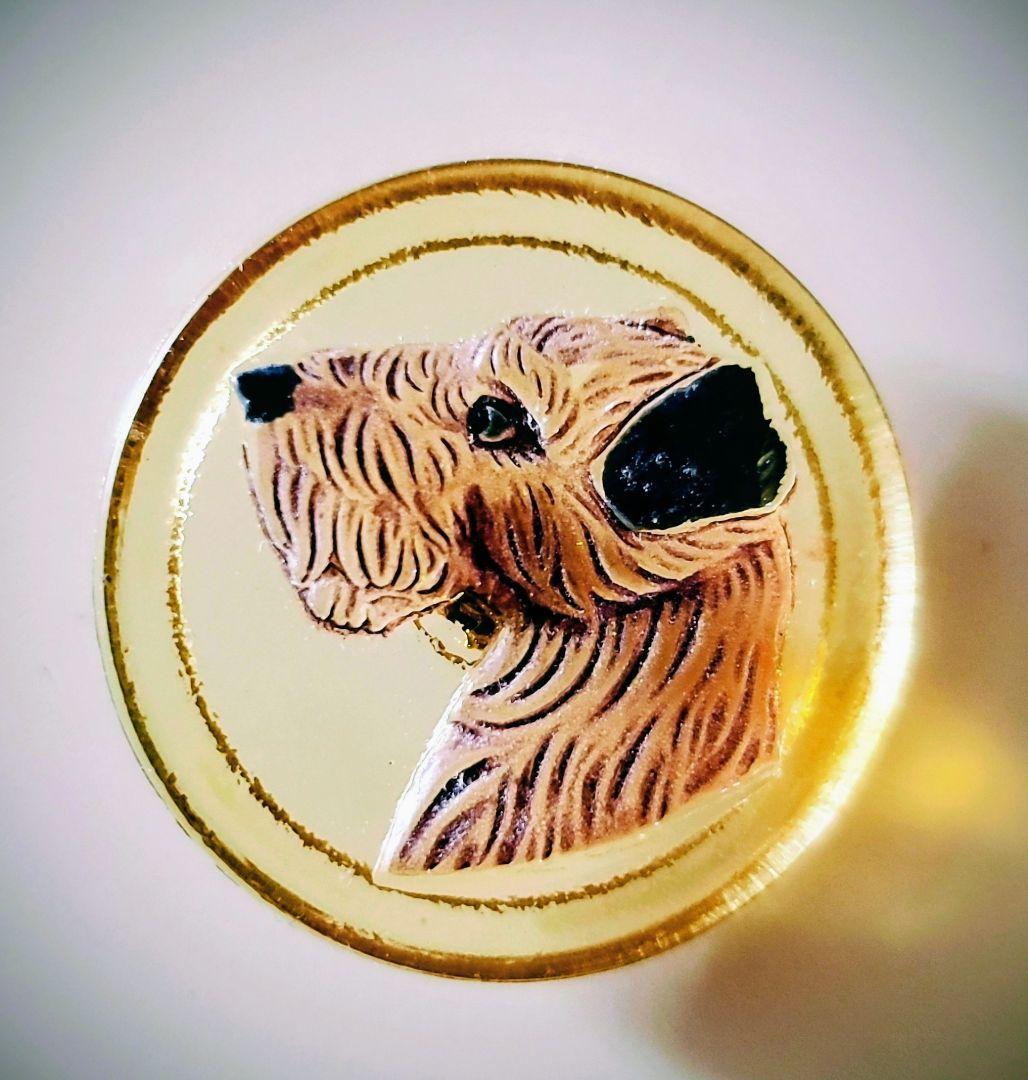 ヴィンテージ チェコ ガラスボタン テリア犬 アンティーク - メルカリ