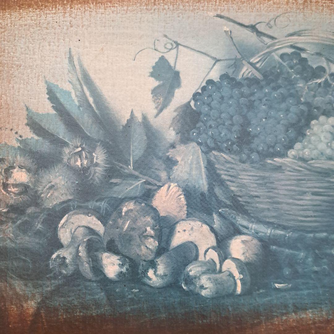 イタリア製　静物画 ブドウとマッシュルーム 木製　MADE IN ITALY