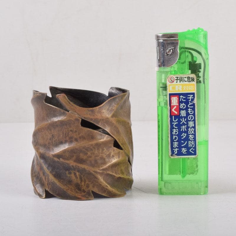 茶道具 古銅槌出 葉形 蓋置 時代箱 V 8546