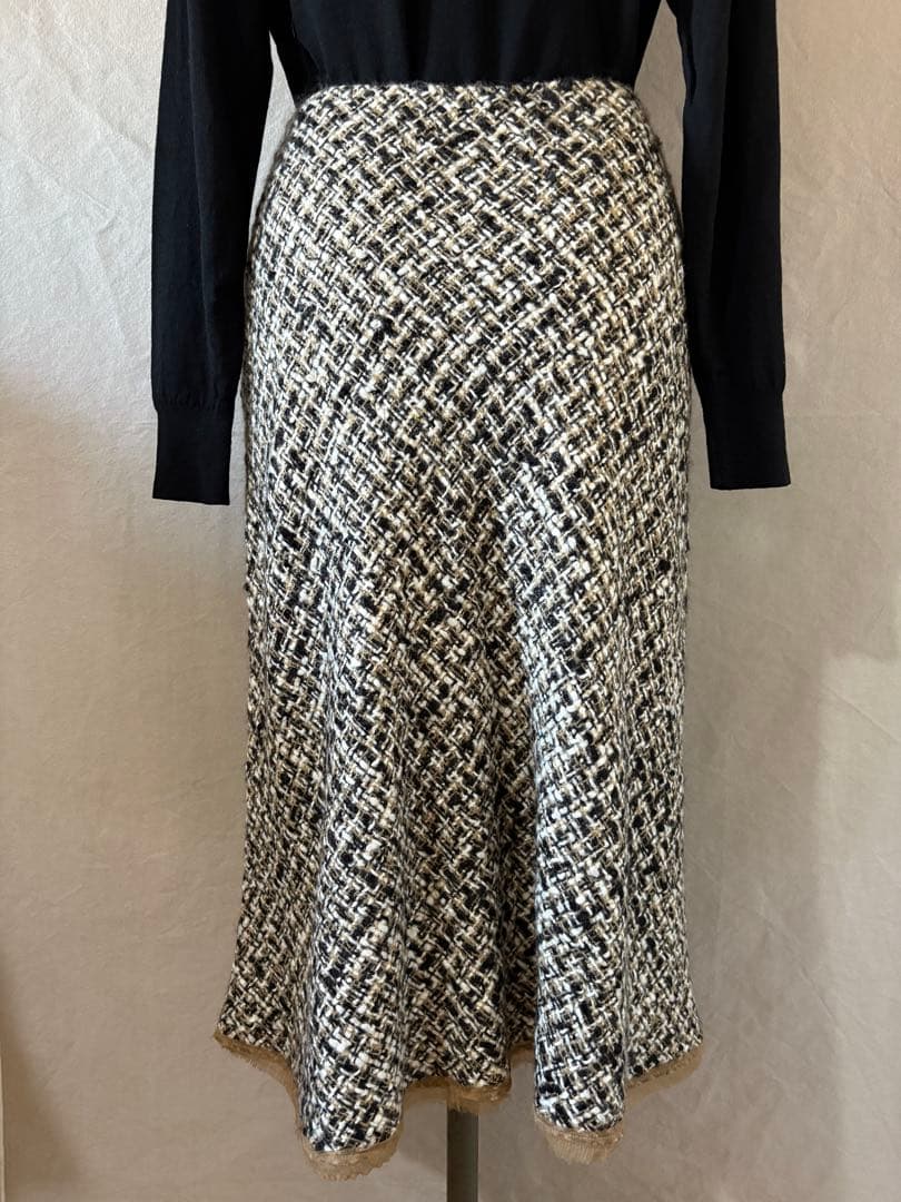 【新品・未使用】PRADA★ミックスツィード★膝丈スカート★38 イタリア製