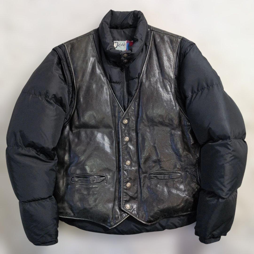希少特大44☆Schott 2WAY レザーダウンジャケット ベスト 黒 USA