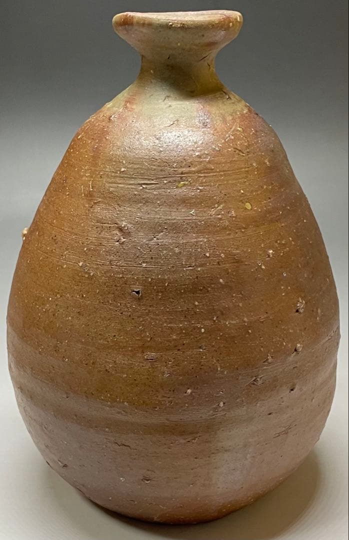 金重愫　備前徳利一輪花入　円山窯　備前焼　四方桟共箱　b116