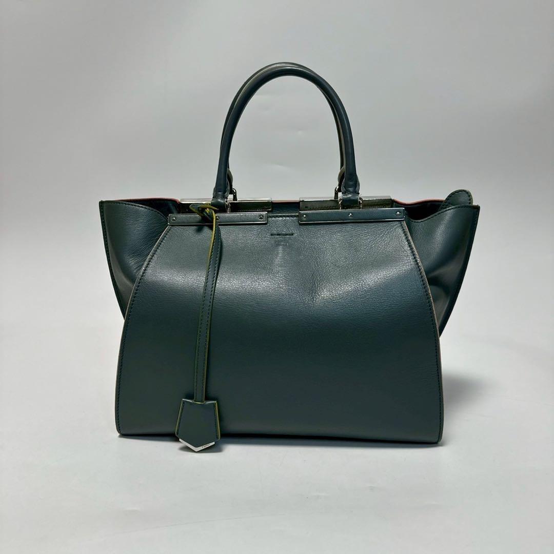 r97【美品】保存袋付　フェンディ　レザー　トロワジュール　2wayショルダー.