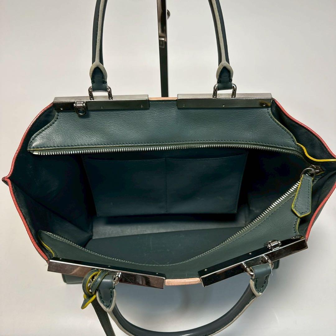 r97【美品】保存袋付　フェンディ　レザー　トロワジュール　2wayショルダー.