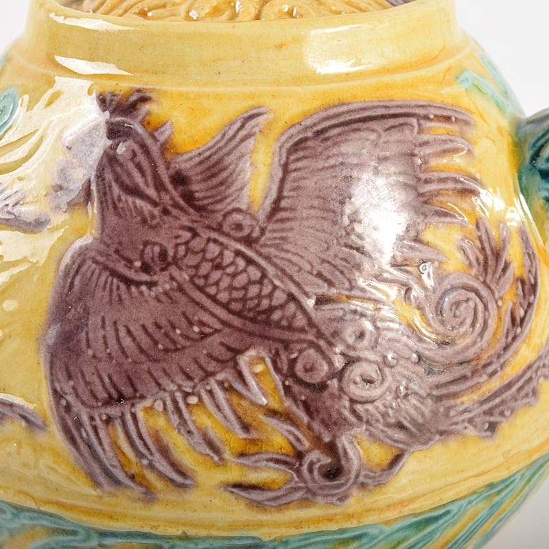 煎茶道具　平安桂窯　篁月作　交趾手鳳凰文　急須　茶壷　共箱　D　R5045