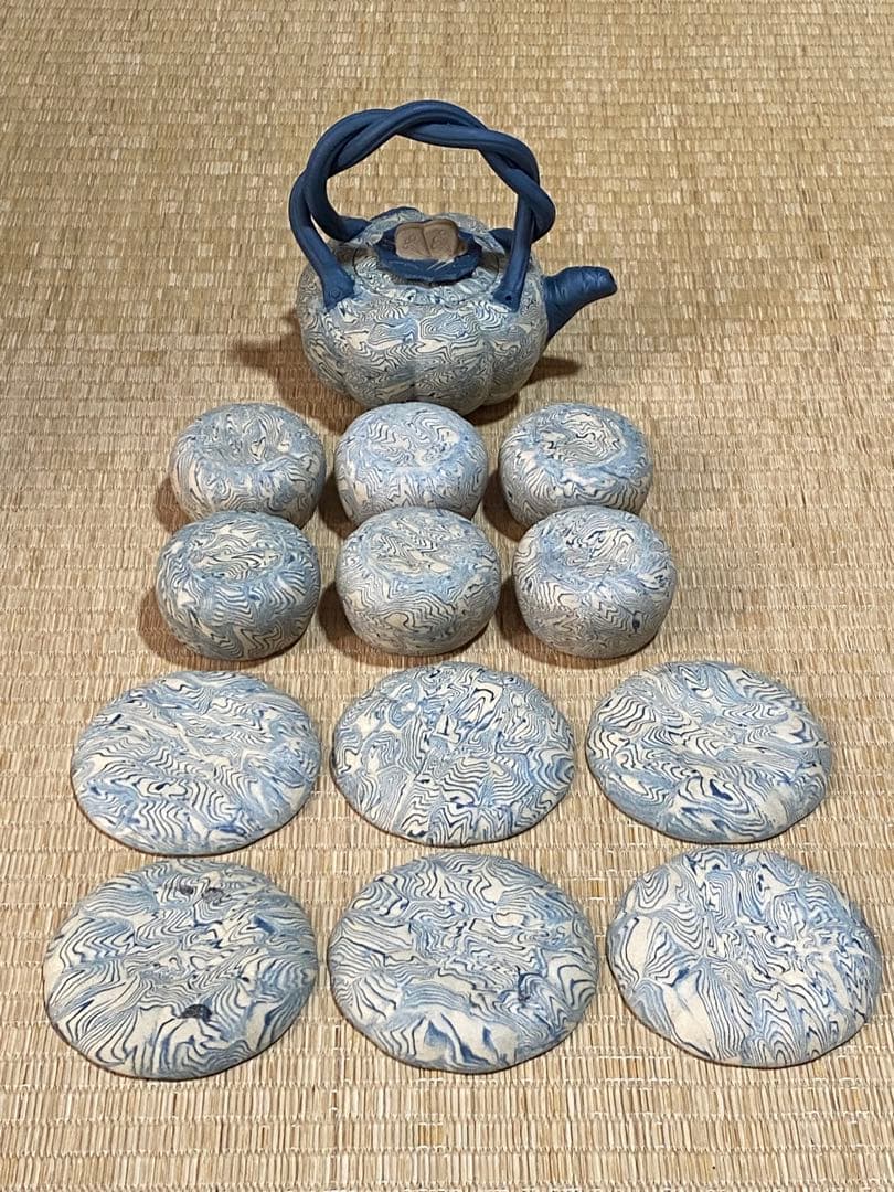 ♦中国 宜興窯 紫砂 貼花文様 茶壺 茶道具 煎茶道具１式 未使用 美品 骨董品