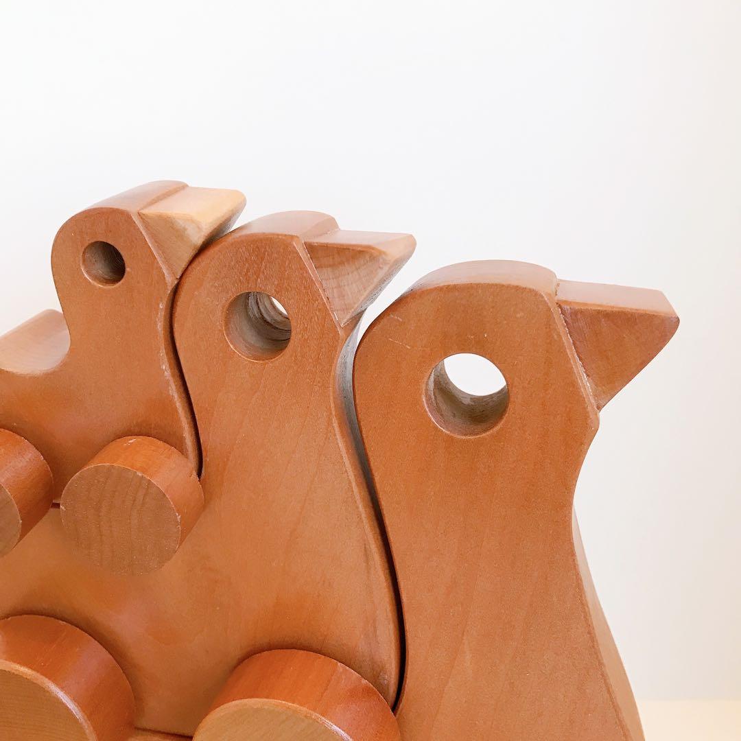 寺内定夫のおもちゃ　おんぶぐるま　とり　木のおもちゃ　希少　当時もの