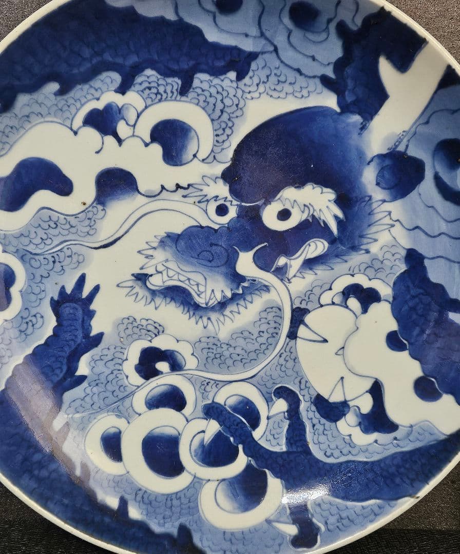 江戸時代後期 古伊万里 染付 雲龍図 31.7cm 大皿 - メルカリ