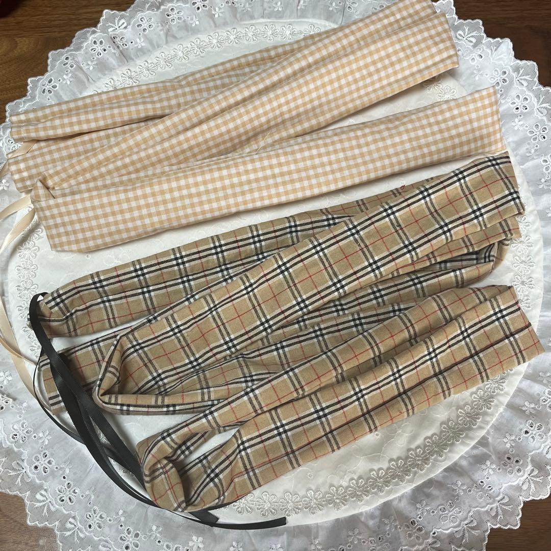 1167.くしゅくしゅリードカバー チェック赤 ハンドメイド犬おさんぽ