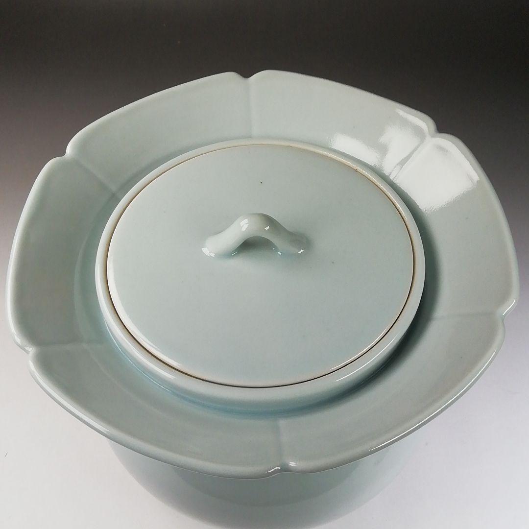 T674 水指 『白磁花水指』『宝林 趙誠主 造』 共箱 茶道具