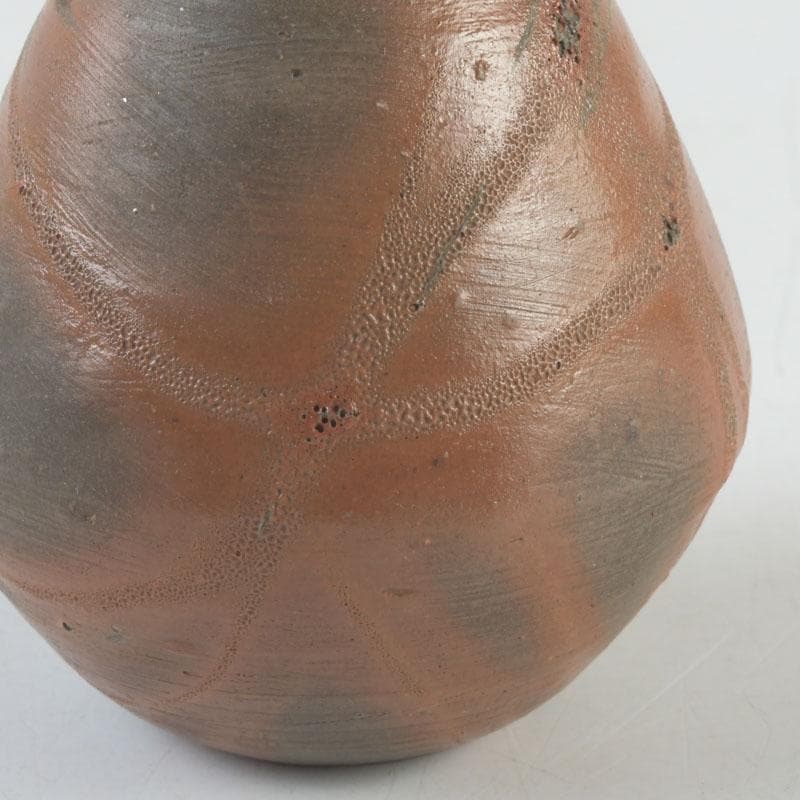 茶道具　備前焼　古備前　火襷　水滴　茶入　袱紗付　共箱二重箱　V　9374