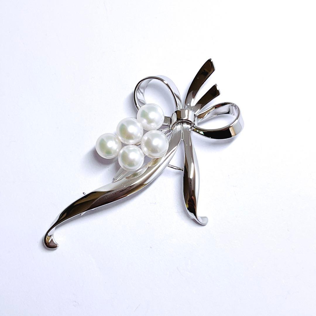 未使用品級】✨MIKIMOTO ミキモト パール ブローチ リボン 愛子様
