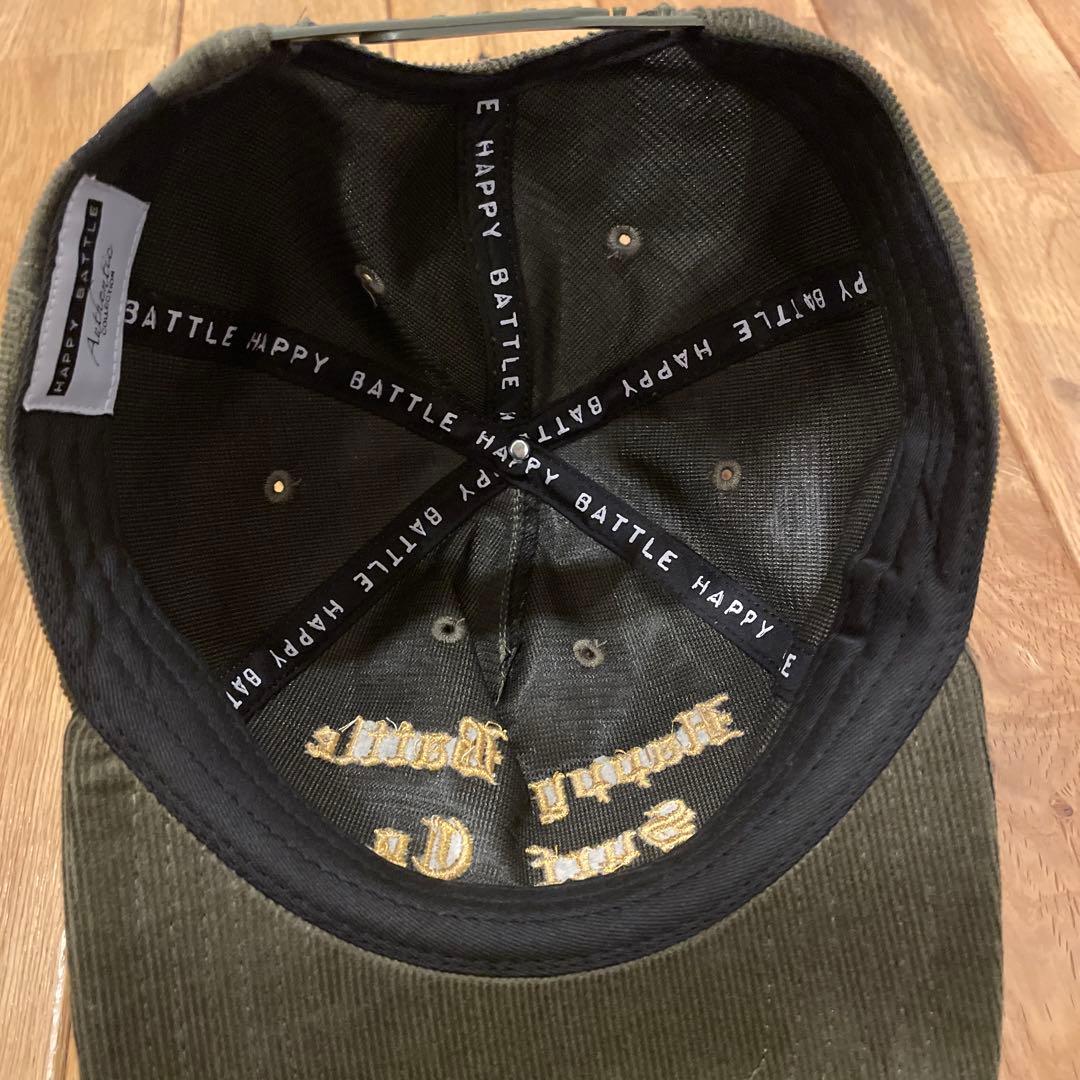 セール中 HAPPY BATTLE SURF キャップ コーデュロイ ロゴ刺繍 HAPPY