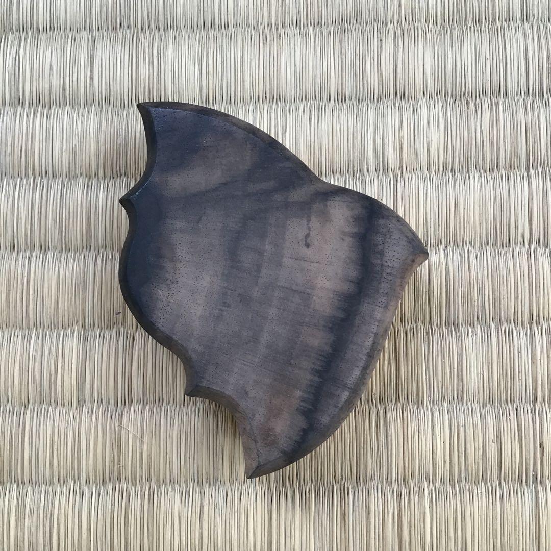 骨董品 茶道具 香合 黒柿千鳥香合 内側金箔(傷)銅板付属 配送桐箱