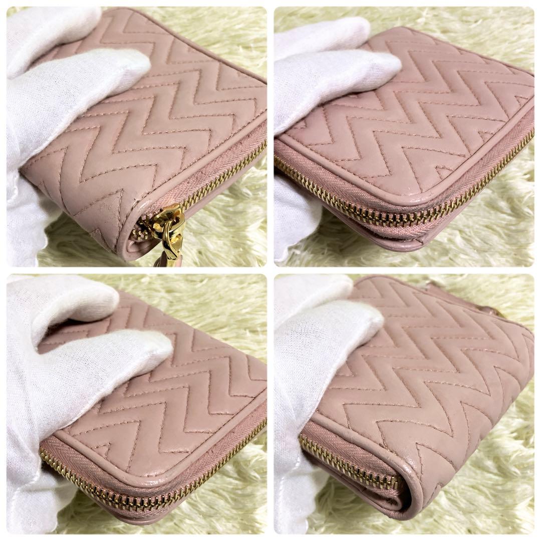 【美品】MIU MIU ナッパインプントゥーレ ラウンドファスナー ピンク