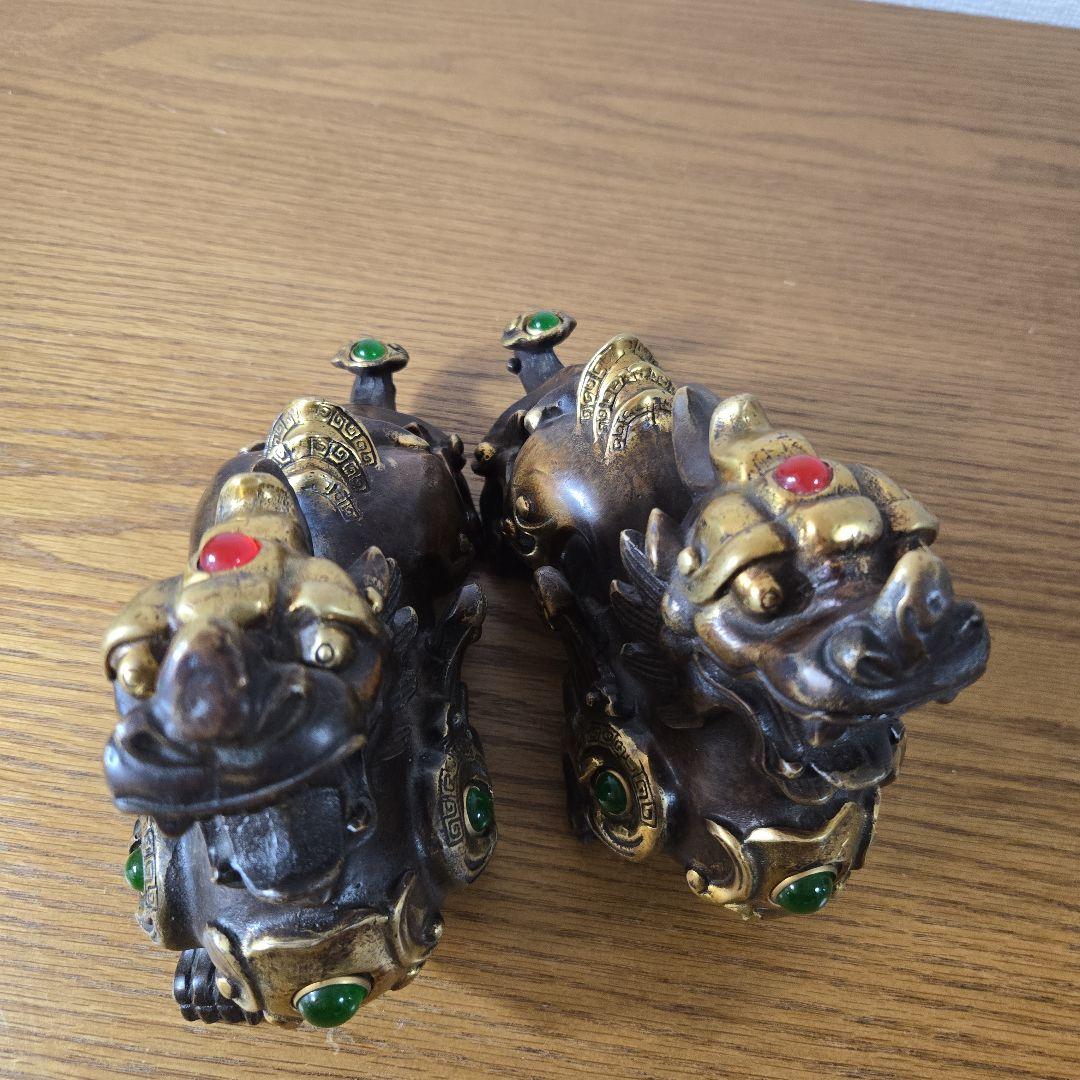 シーサー 獅子 狛犬 置物 真鍮製（2体セット）最終値下げ - メルカリ
