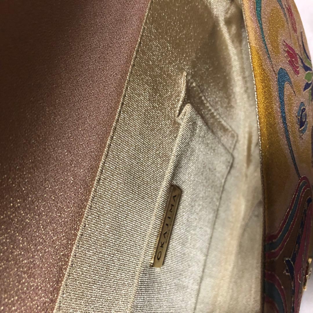 希少　岡重謹製 OKAJIMA 京友禅 金彩 唐花 葡萄唐草 正絹　シルク