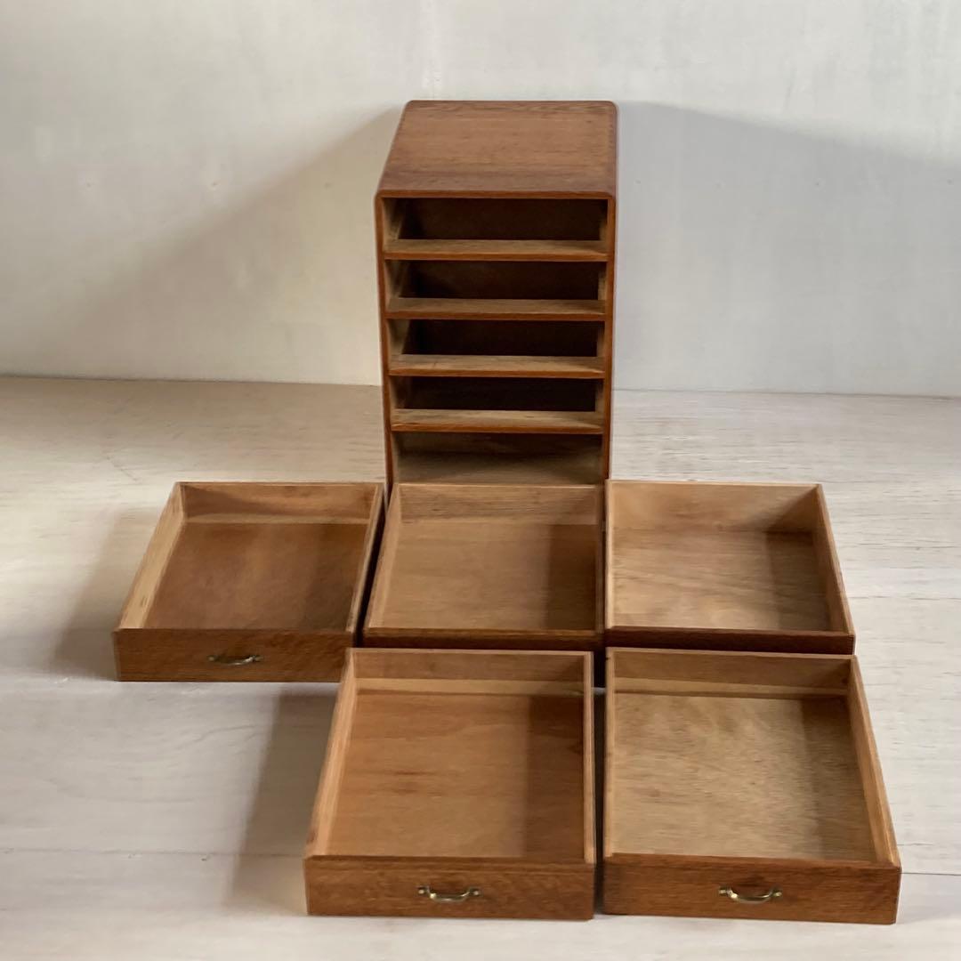 古い楢 無垢材 5杯 あられ組 小引き出し 古道具 古家具 - メルカリ