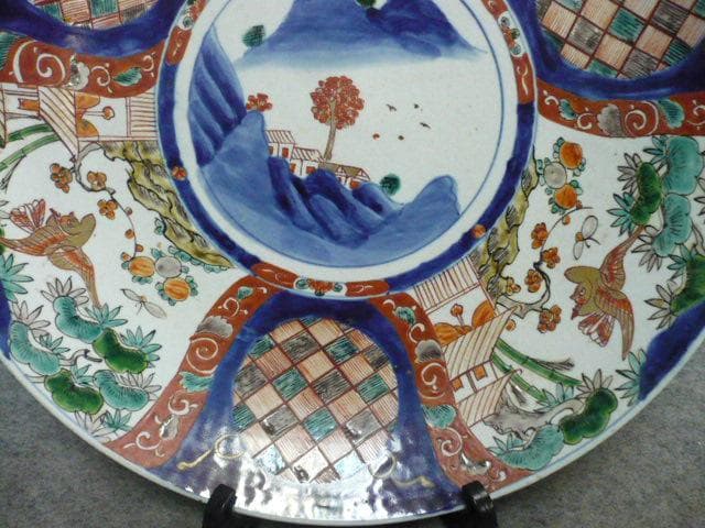 伊万里 花鳥風景図 色絵 大皿 [B31376] - メルカリ