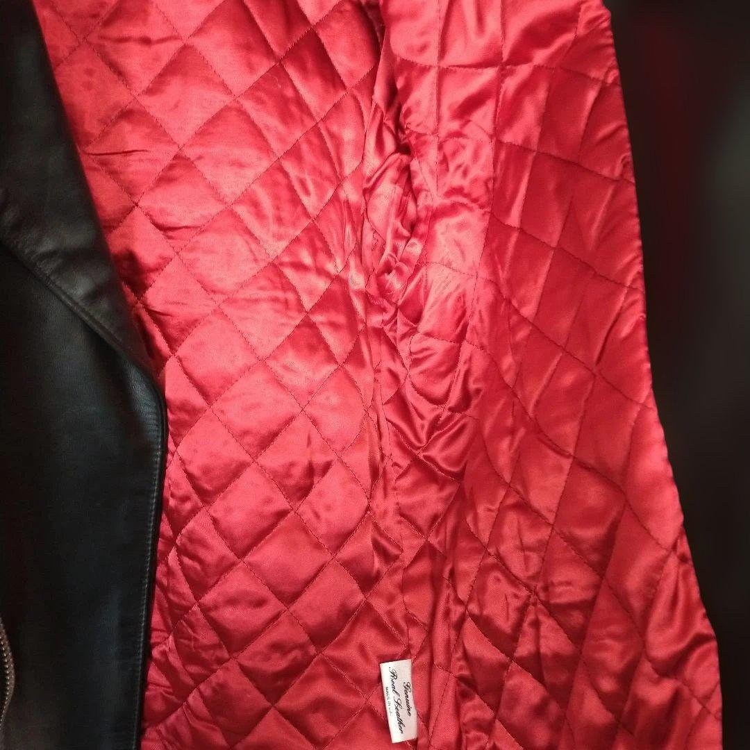 美品 666 ライダースジャケット カウレザー キルティング 黒 極暖 日本