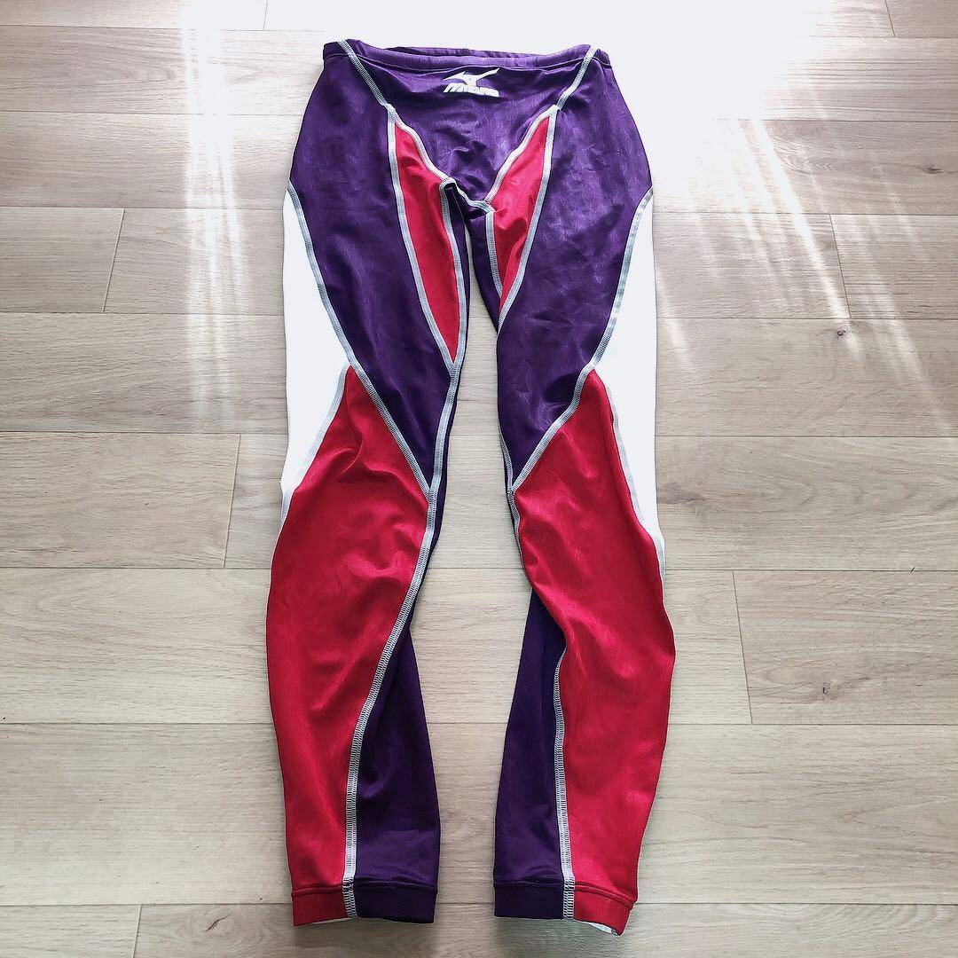 Mizuno 競泳水着 アクセルスーツ ロングスパッツ 紫 赤 Lサイズ mizuno ミズノ アクセルスーツ アウトレット ロングスパッツ 競パン