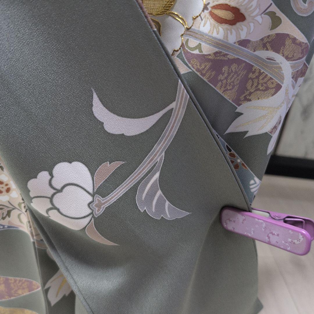 正絹色留袖 金駒金箔 落款 一つ紋