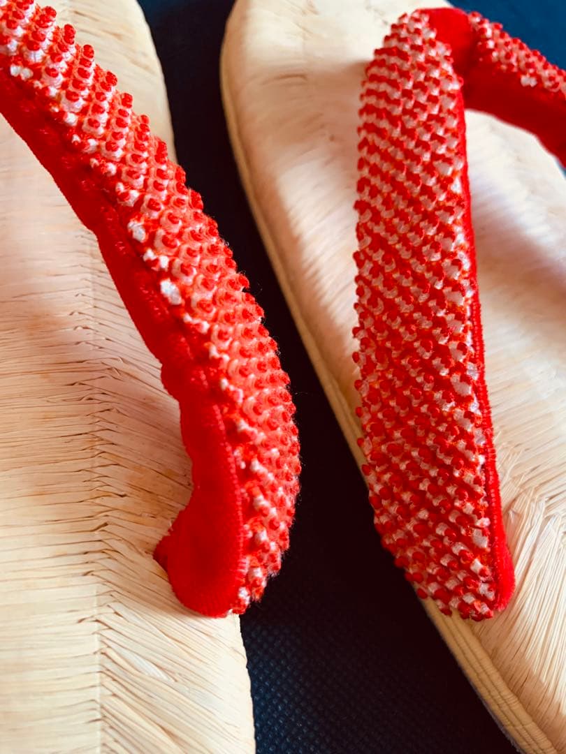 老舗伊と忠　本畳表草履　女の子　フォーマル　正絹絞りにベルベットの鼻緒　七五三