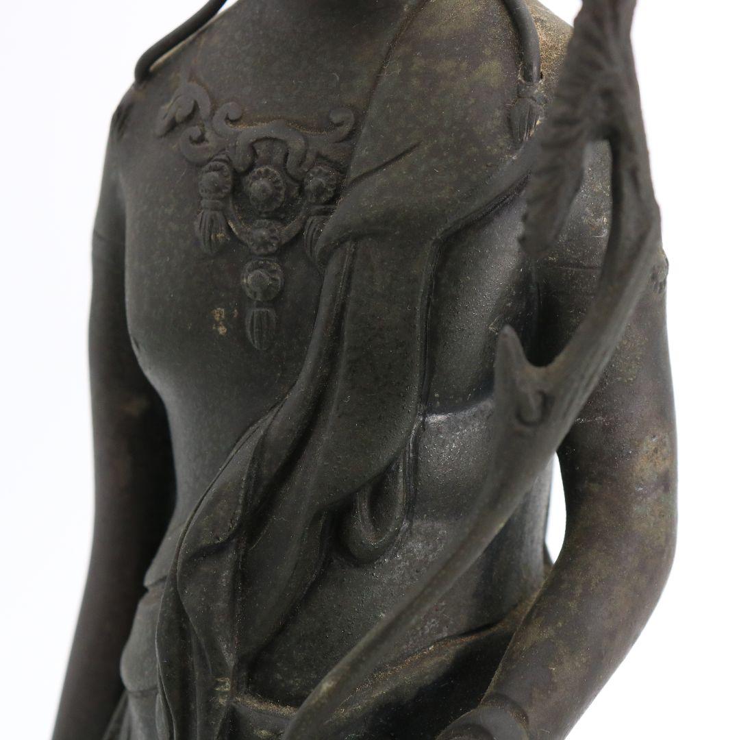 聖観音菩薩像 仏教美術 銅製/ブロンズ 仏像 置物 AB228 1FB6