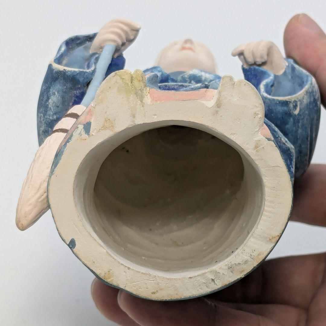 戸倉侶隺 御庭焼 尉姥 共箱 高砂人形 色絵陶器人形 置物 縁起物 後楽園焼