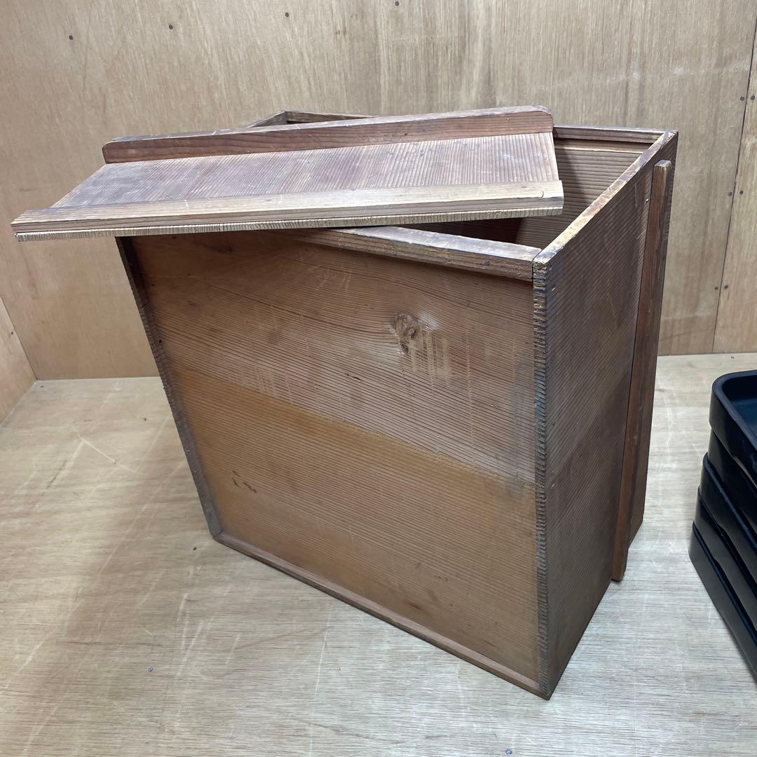 漆器　塗り盆　四角　5枚セット 木箱付き