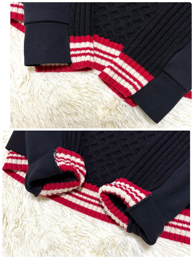 DIESEL ディーゼル ニット切り替えジャケット パーカー 黒 ロゴ 2XL