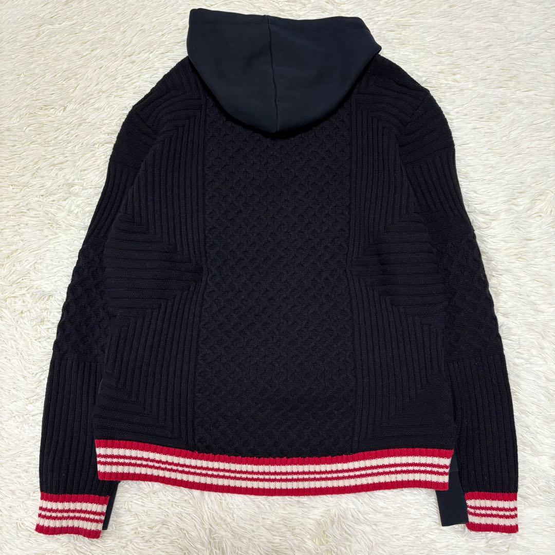 DIESEL ディーゼル ニット切り替えジャケット パーカー 黒 ロゴ 2XL