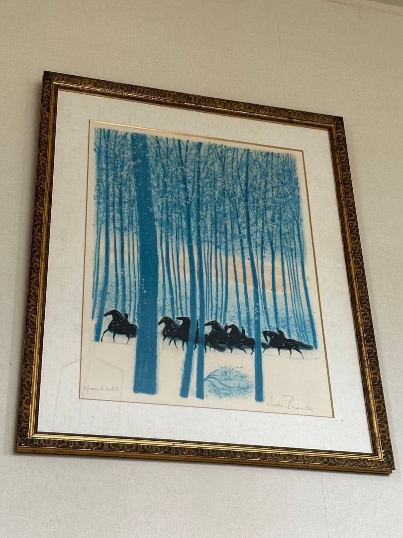 アンドレ・ブラジリエ リトグラフ水色の森