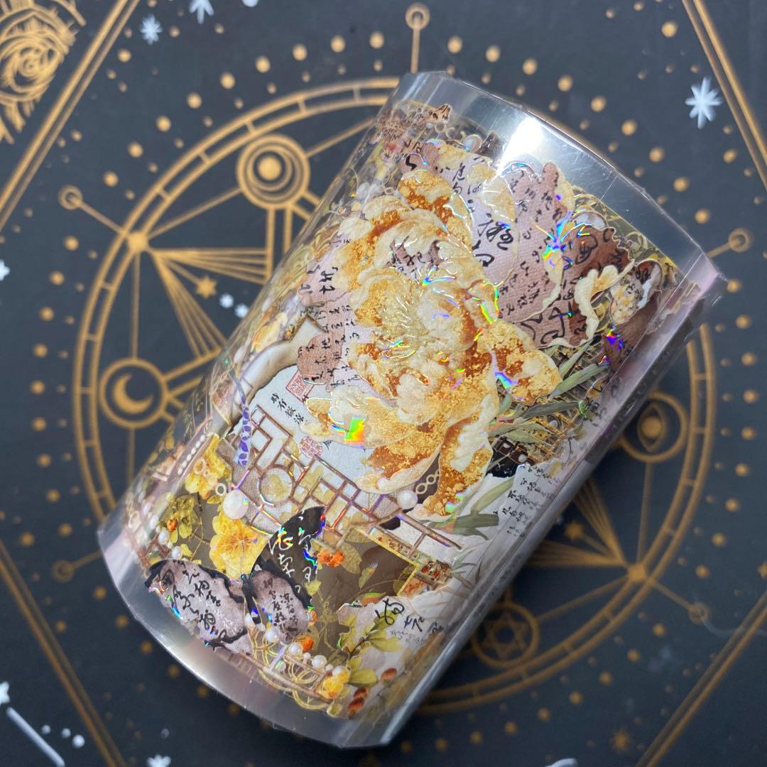 Q】海外 10m巻 貝殻光マスキングテープ 動物系/装飾系/お花系/古風系