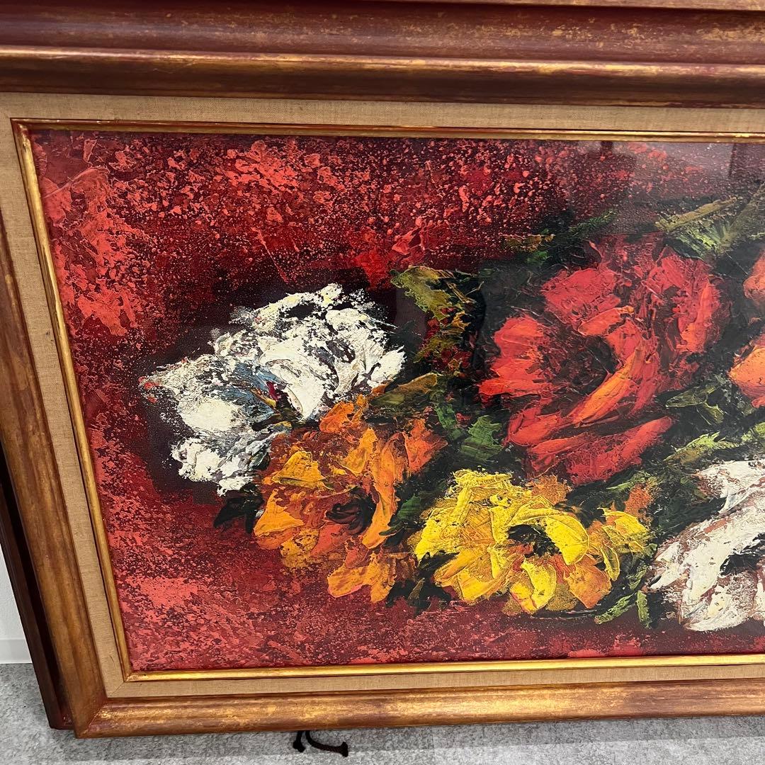 アンリ・ダンティ 油彩12号 欧州画 油彩画 花束 印象派風