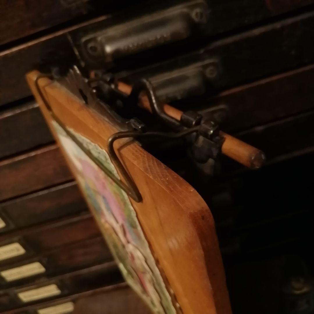 米国アンティーク木製バネ式クリップボード バインダー☆メッセージ