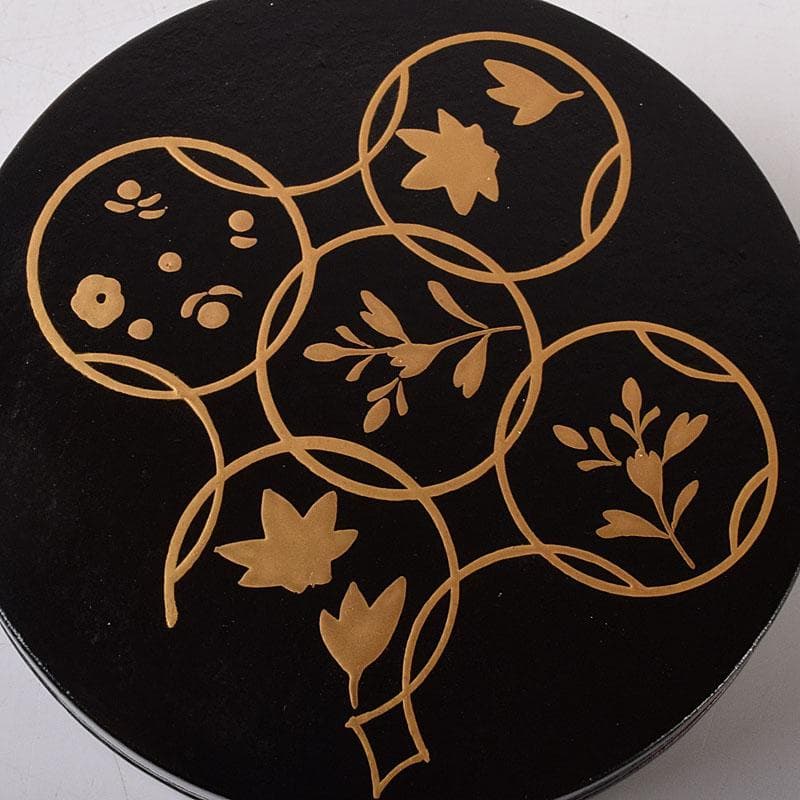 茶道具　筑城筑良作　一閑塗　花七宝蒔絵　香合　共箱　V　7861