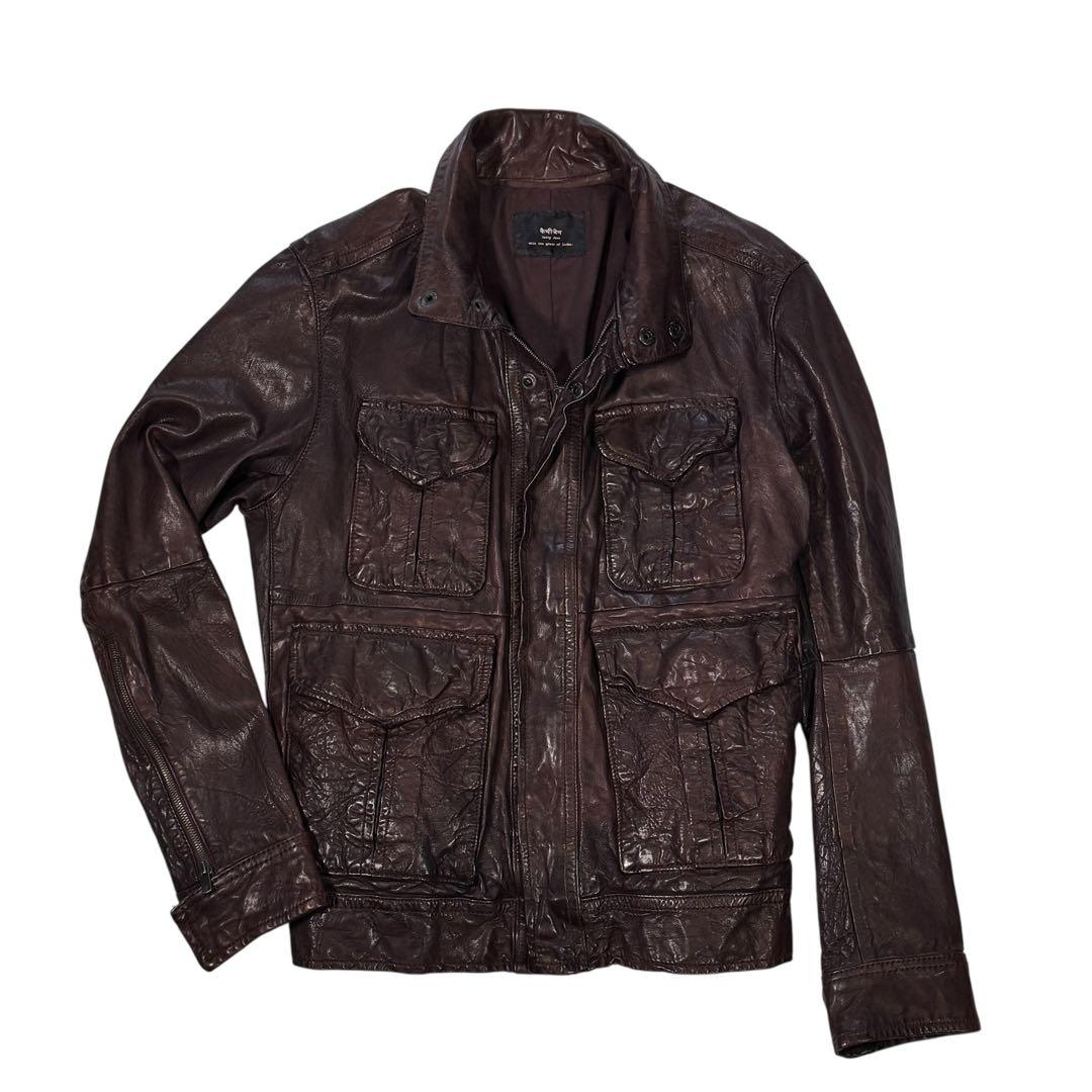 希少】Cathy Jane ベジタブルタンニン レザージャケット ラムレザー