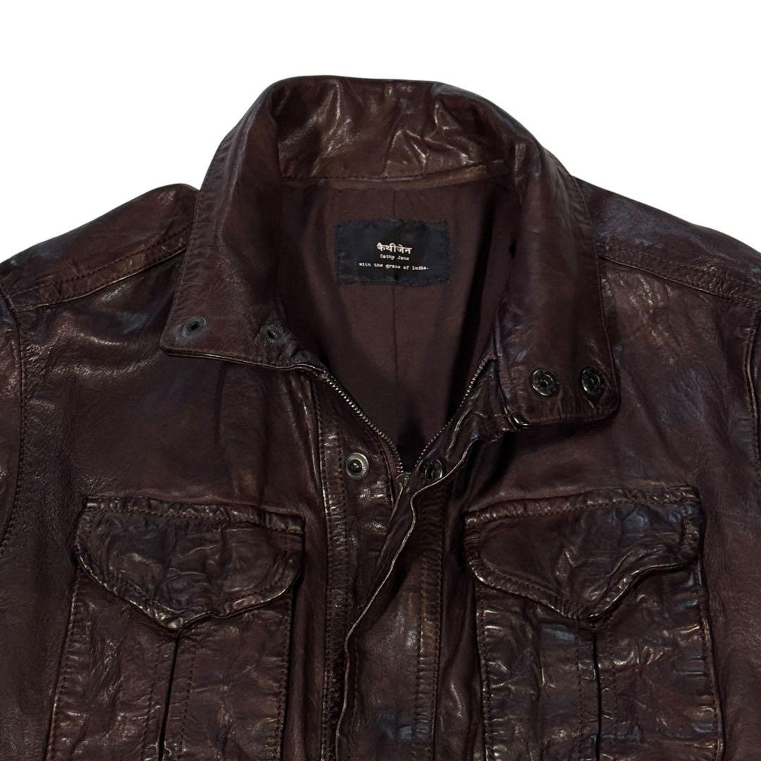 希少】Cathy Jane ベジタブルタンニン レザージャケット ラムレザー