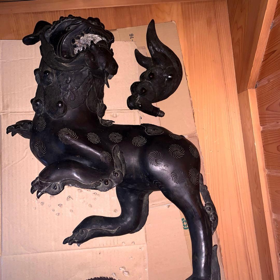 アンティーク 鋳物 大型 玉獅子 香炉シーサー 約18kg 骨董品