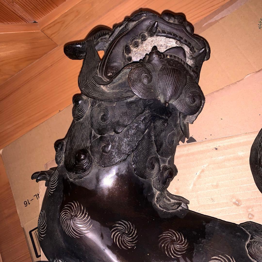 アンティーク 鋳物 大型 玉獅子 香炉シーサー 約18kg 骨董品