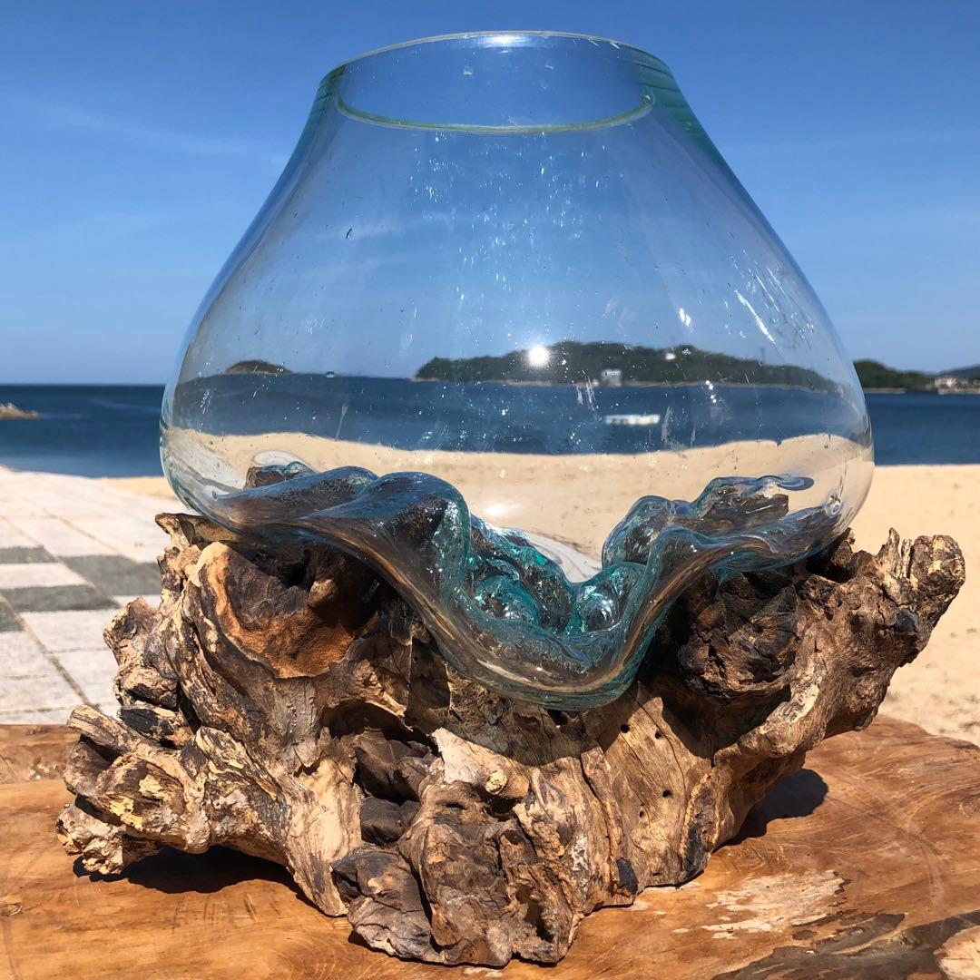 流木ガラス オブジェ超特大F 花瓶 金魚鉢 水槽 テラリウム 観賞魚