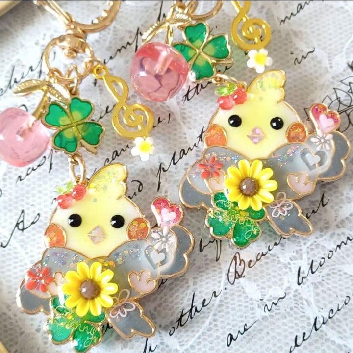 猫ちゃん達のピクニック♪︎　他レジンキーホルダー計9点　ハンドメイド