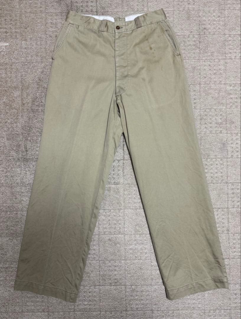 パンツ 50's US Army M-52 Chino Trousers W32 Original 1950s French Army M52 Chino Trousers - Size 36x33