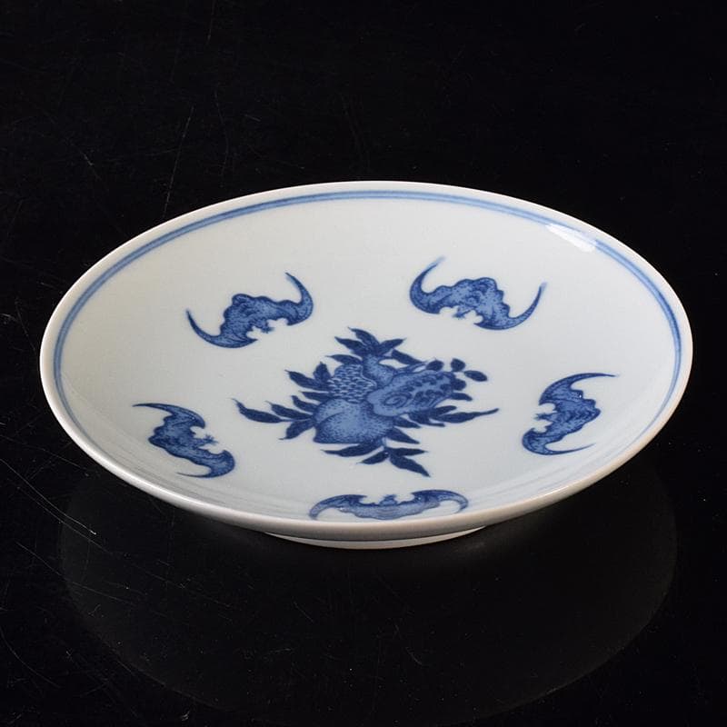 中国　青花　蝙蝠果実文盤　皿　C　8212E