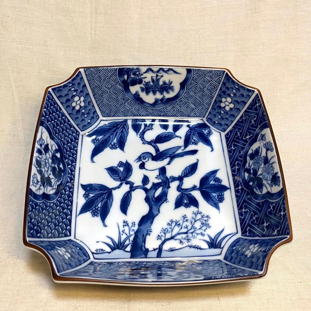 有田焼　幸山窯　大鉢　角鉢　花の図　七宝